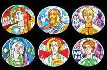 stained glass images of saints