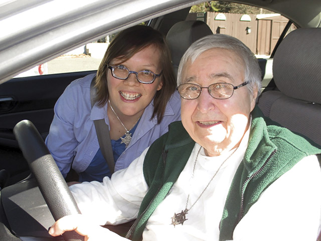 Vision 2018 Walsh 4 What are religious vows? Sister Julia Walsh, F.S.P.A. shares a car with Sister Anita Beskar, F.S.P.A.