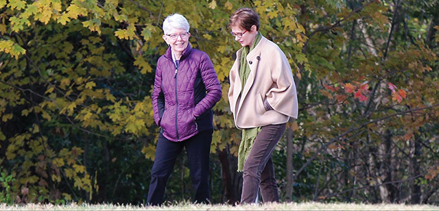 Vision 2022 Editors 2 Explore the different types of vocations Sister Marsha Speth, S.P. (left) and Providence Associate candidate Mary Gemma take a walk during a retreat of the Providence Associates.